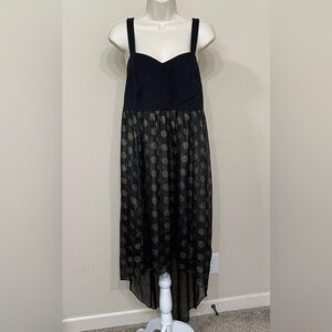 Torrid Women’s Black & Gold Polka Dot Spaghetti Strap Sweetheart Neck Dress s 12